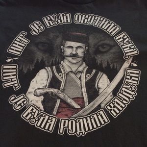 Serbian mustache man graphic tee